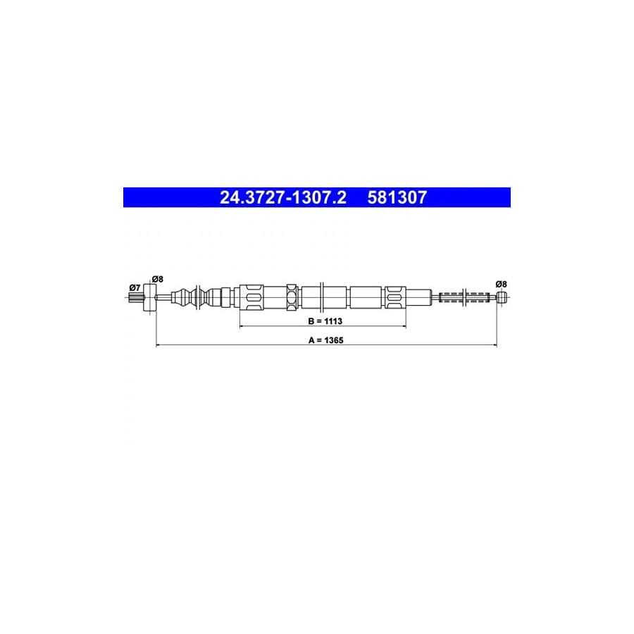 ATE 24.3727-1307.2 Hand Brake Cable