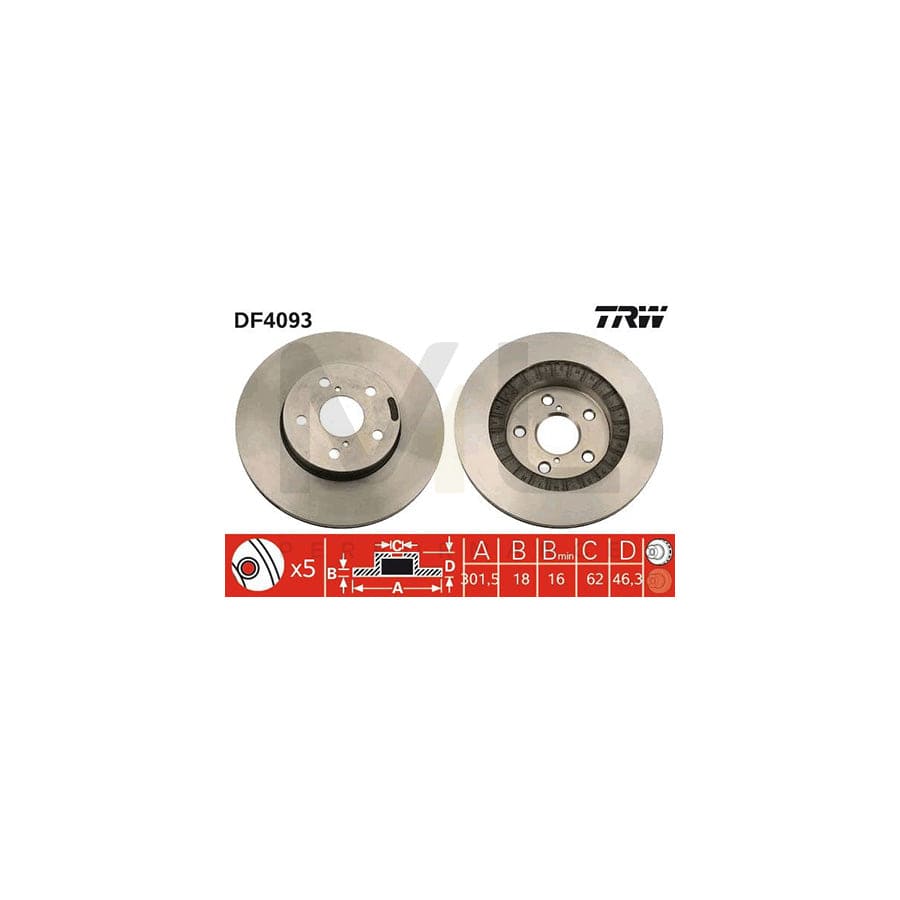 TRW DF4093 Brake Disc for TOYOTA RAV 4 Vented, Painted | ML Performance Car Parts