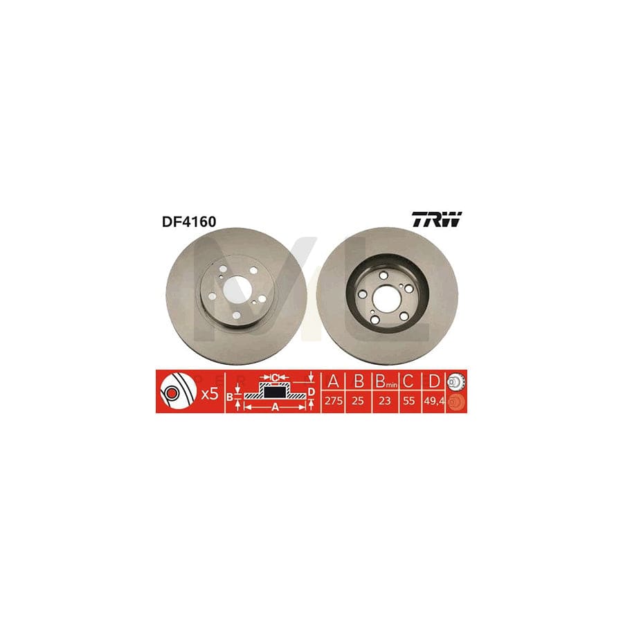 TRW DF4160 Brake Disc Vented, Painted | ML Performance Car Parts