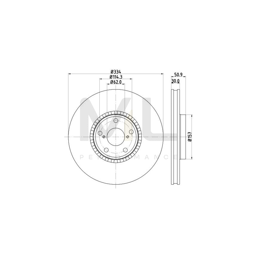 HELLA 8DD 355 112-861 Brake Disc Externally Vented, without wheel hub, without wheel studs