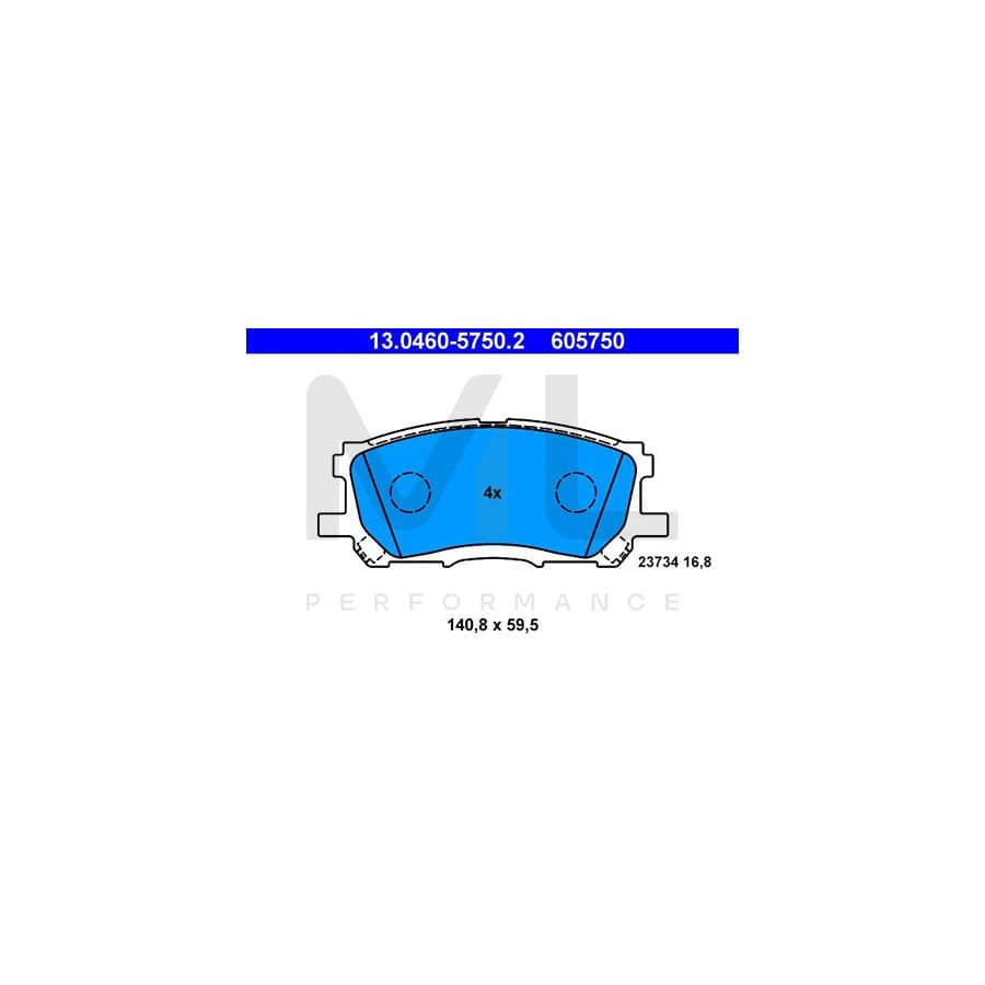 ATE 13.0460-5750.2 Brake pad set excl. wear warning contact