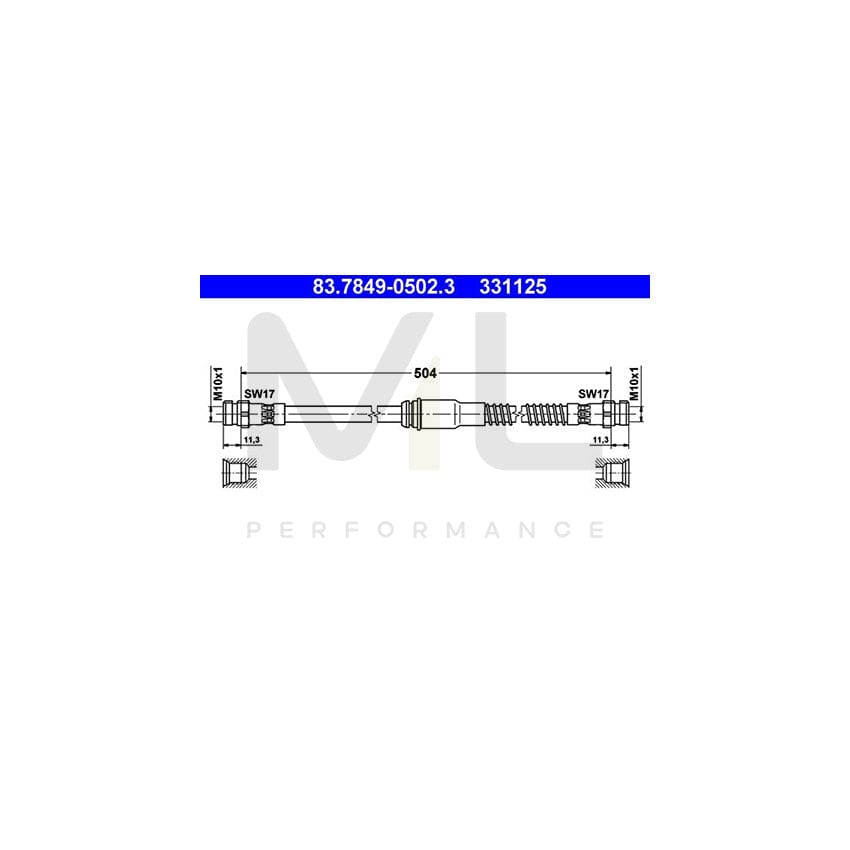 ATE 83.7849-0502.3 Brake Hose 504mm