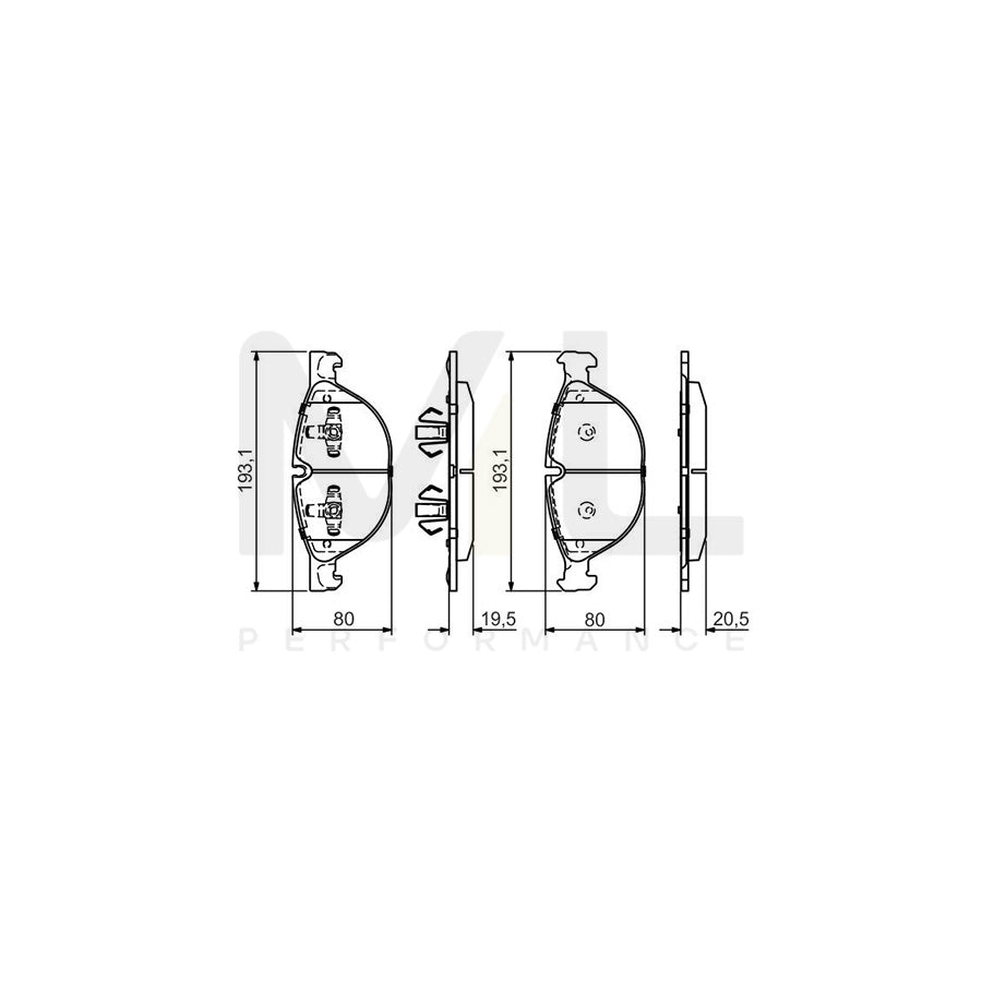 Bosch 0986495447 Brake Pad Set With Anti-Squeak Plate, With Mounting Manual, With Piston Clip BP2079 | ML Performance Car Parts