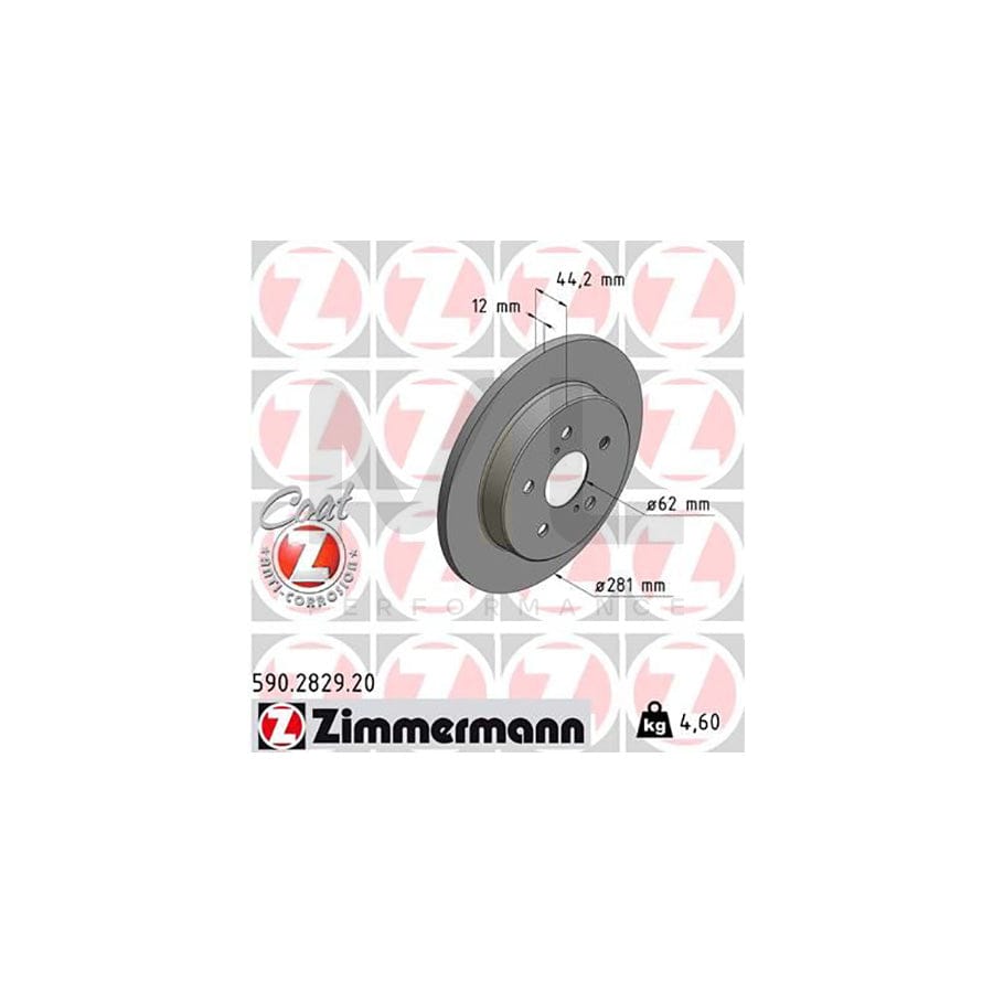 ZIMMERMANN COAT Z 590.2829.20 Brake Disc Solid, Coated  - 1 piece