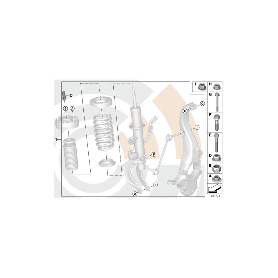 Genuine BMW 31352475200 F15 F16 Attachment Set Spring Strut, Front VALUE LINE (Inc. X6) | ML Performance US Car Parts