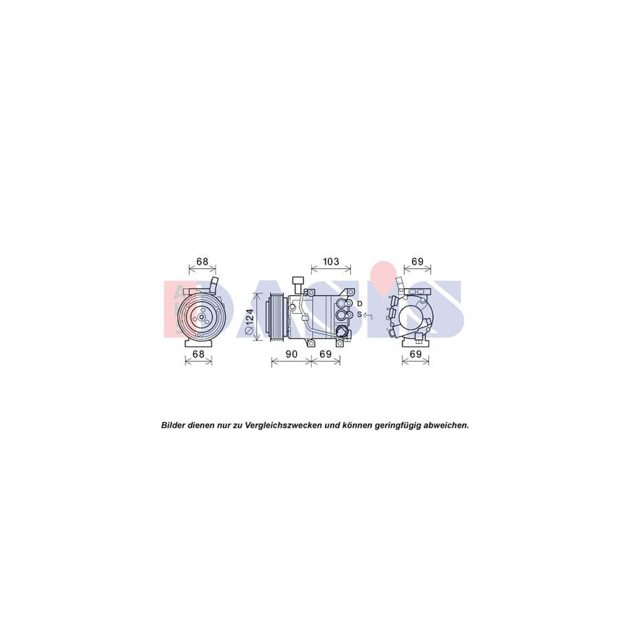 AKS Dasis 852835N Compressor, Air Conditioning for Hyundai Elantra V Saloon (MD)
