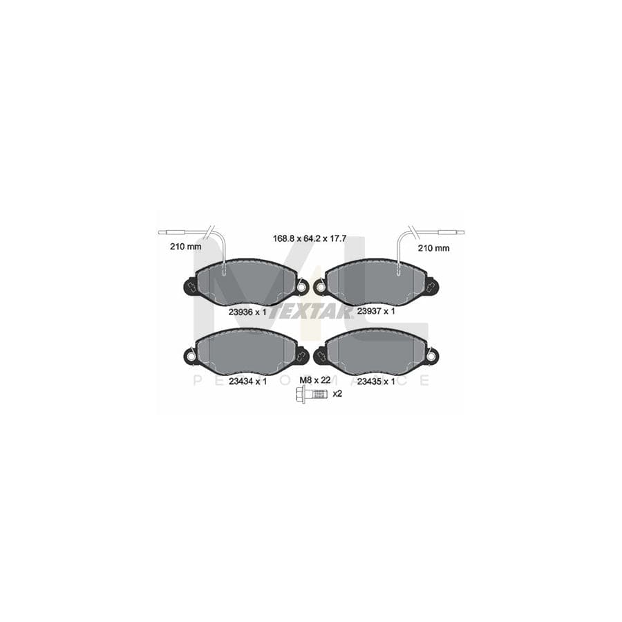 TEXTAR 2393601 Brake pad set for NISSAN Cabstar E Platform / Chassis (TL_, VL_) with integrated wear warning contact, with brake caliper screws | ML Performance Car Parts