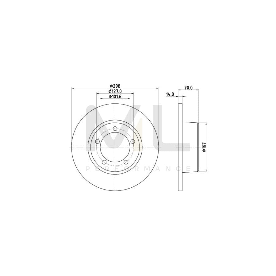 HELLA 8DD 355 101-591 Brake Disc Solid, without wheel hub, without wheel studs