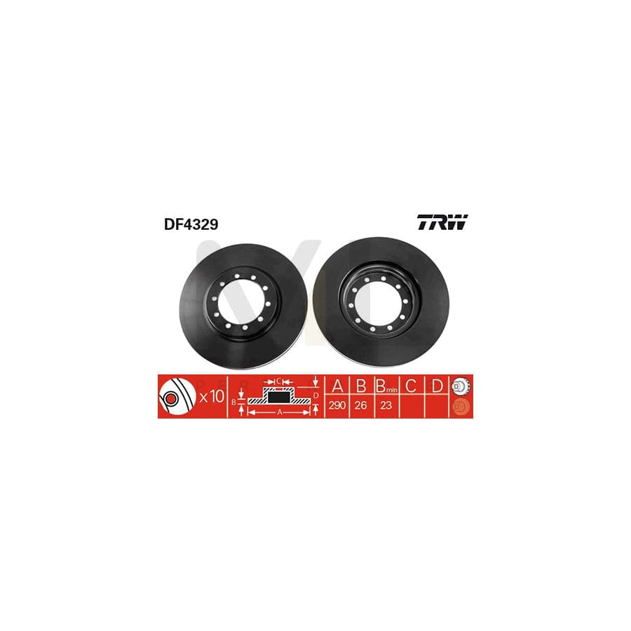 TRW DF4329 Brake Disc Vented, Painted, High-carbon | ML Performance Car Parts