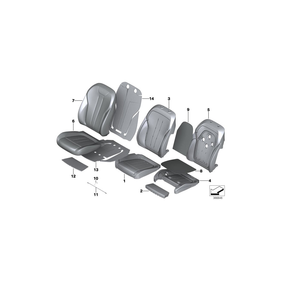 Genuine BMW 52107450852 F16 Cover, Comfort, Seat, Perf. Leather COGNAC/SCHWARZ (Inc. X6) | ML Performance US Car Parts