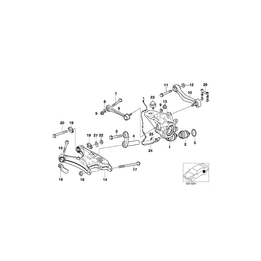 Genuine BMW 33326757319 E39 Wheel Carrier, Rear Left (Inc. 520d, 530d & 530i) | ML Performance US Car Parts