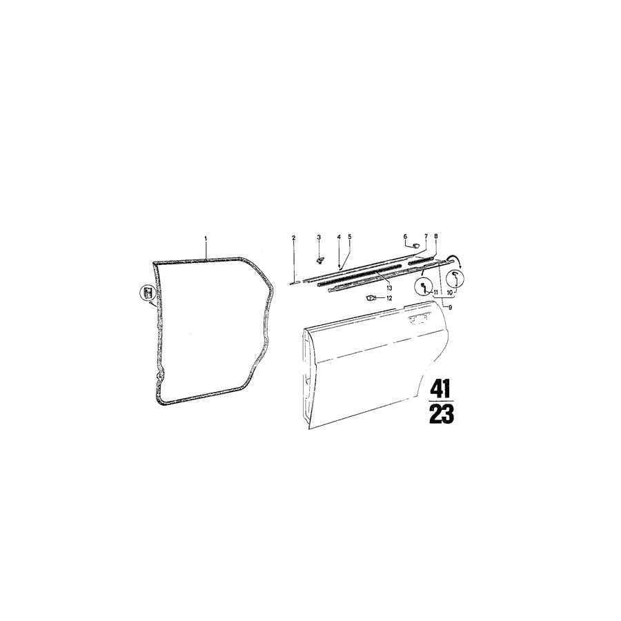Genuine BMW 51221800077 Left Rear Door Seal (Inc. 3.0Si, 3.0SBav & 2800Bav) | ML Performance US Car Parts