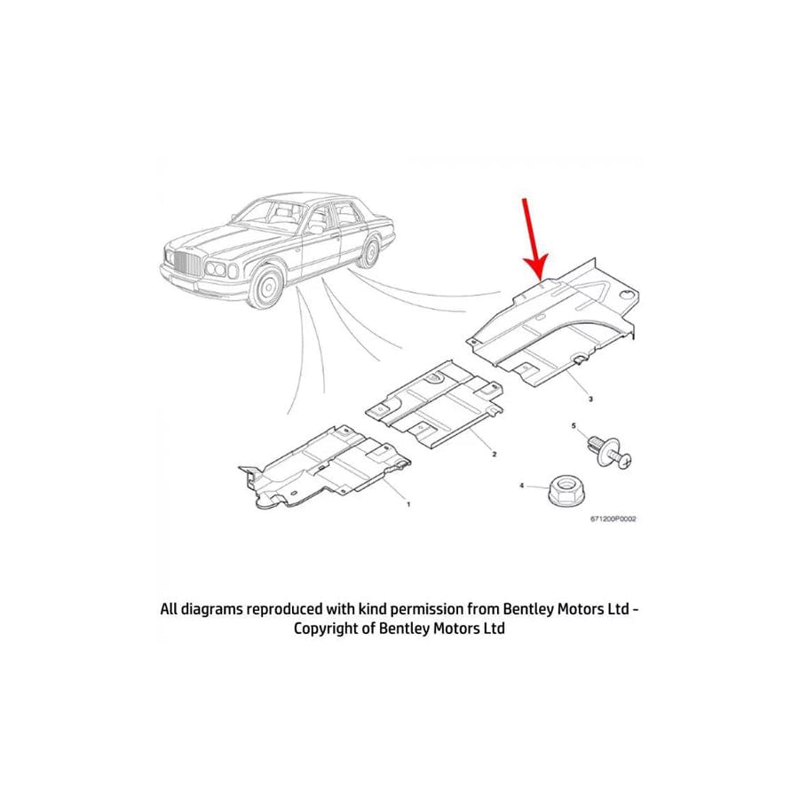 GENUINE Rolls-Royce & Bentley PB29938PD RIGHT HAND REAR UNDERSHEET