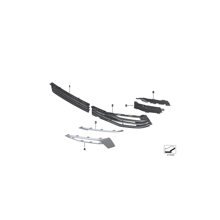 Genuine BMW 51117415559 G32 Grill, Air Intake, Center BASIS (Inc. 630dX, 640i & 630iX) | ML Performance US Car Parts