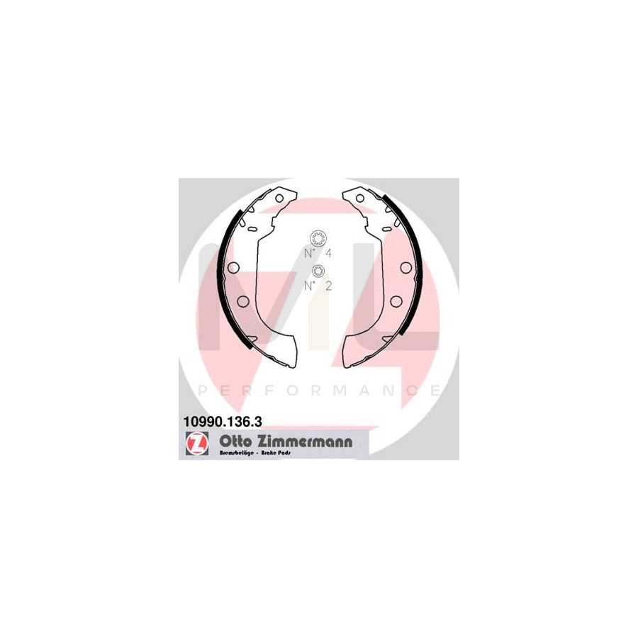ZIMMERMANN 10990.136.3 Brake Shoe Set with accessories