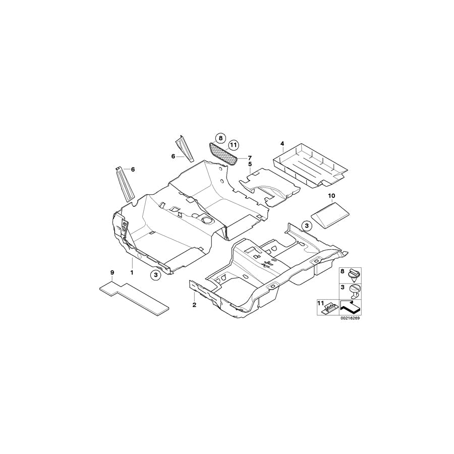 Genuine BMW 51477139039 E61 E60 Cover, Foot Rest, Front Left GRAU (Inc. 535d, 528i & 523i) | ML Performance US
