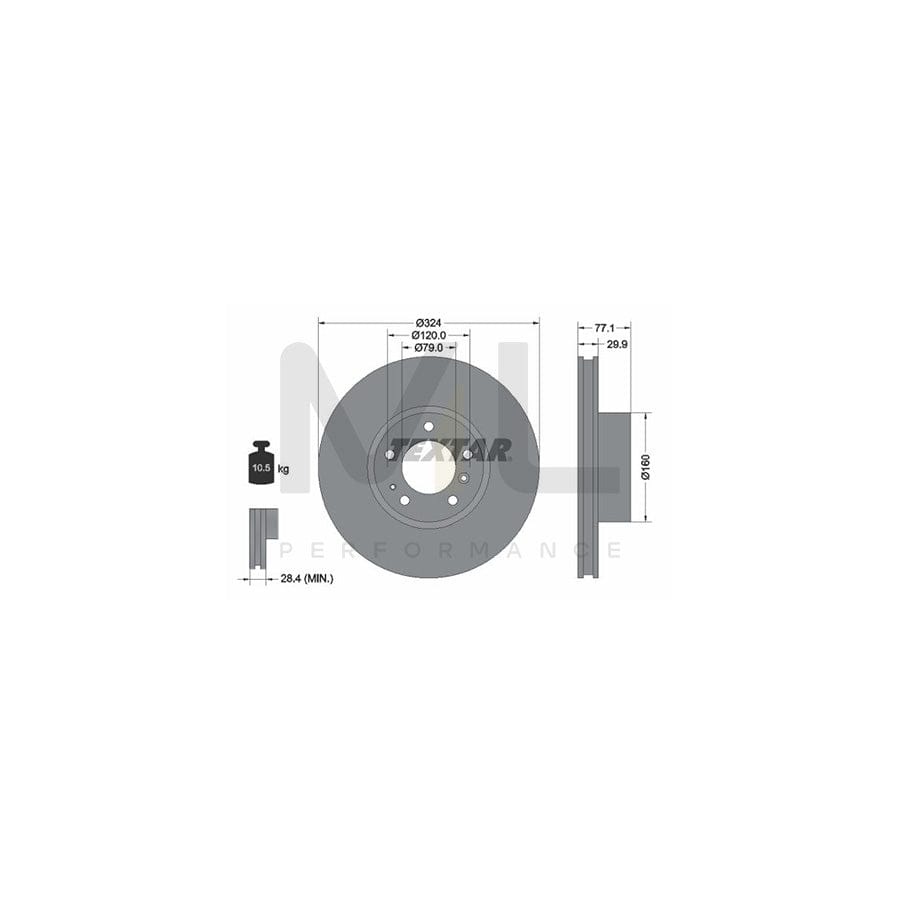 TEXTAR 92058300 Brake Disc Internally Vented, without wheel hub, without wheel studs | ML Performance Car Parts