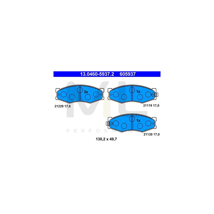 ATE 13.0460-5937.2 Brake pad set with acoustic wear warning