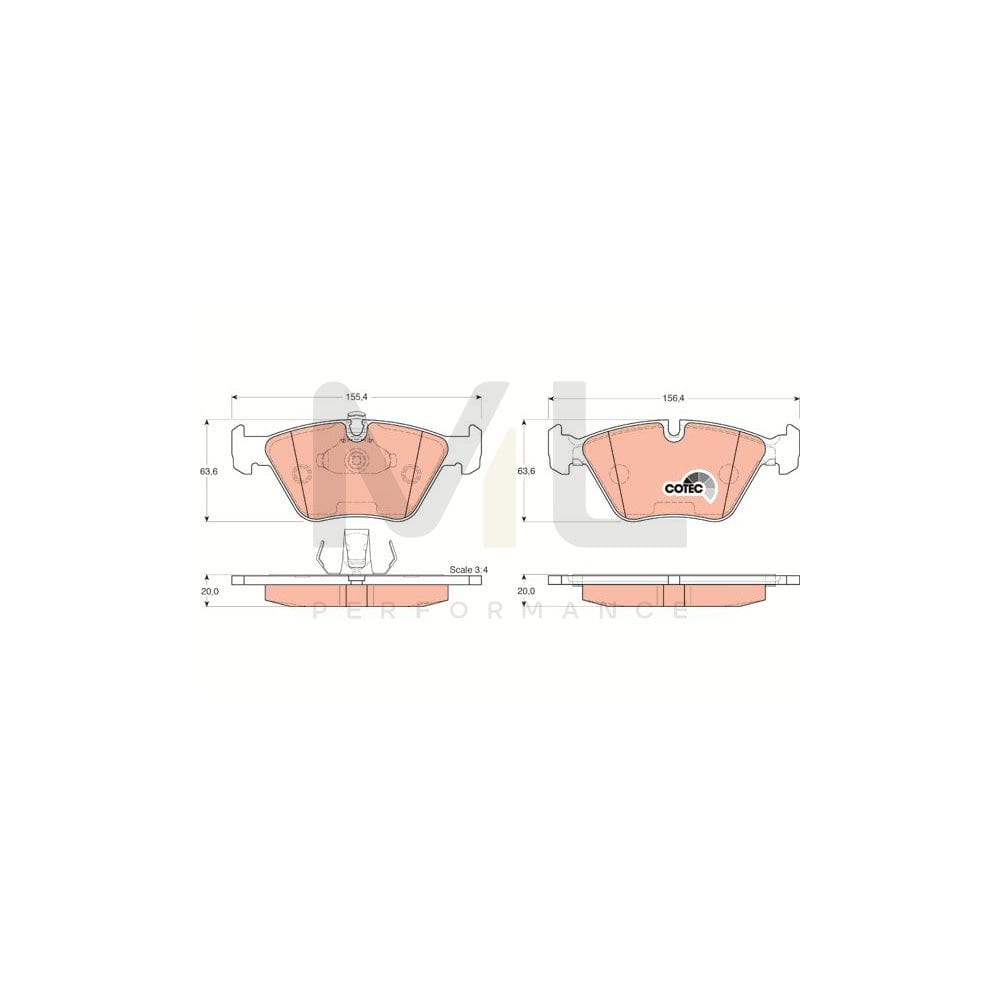 TRW Cotec Gdb1264 Brake Pad Set For Bmw 5 Saloon (E39) Prepared For Wear Indicator | ML Performance Car Parts