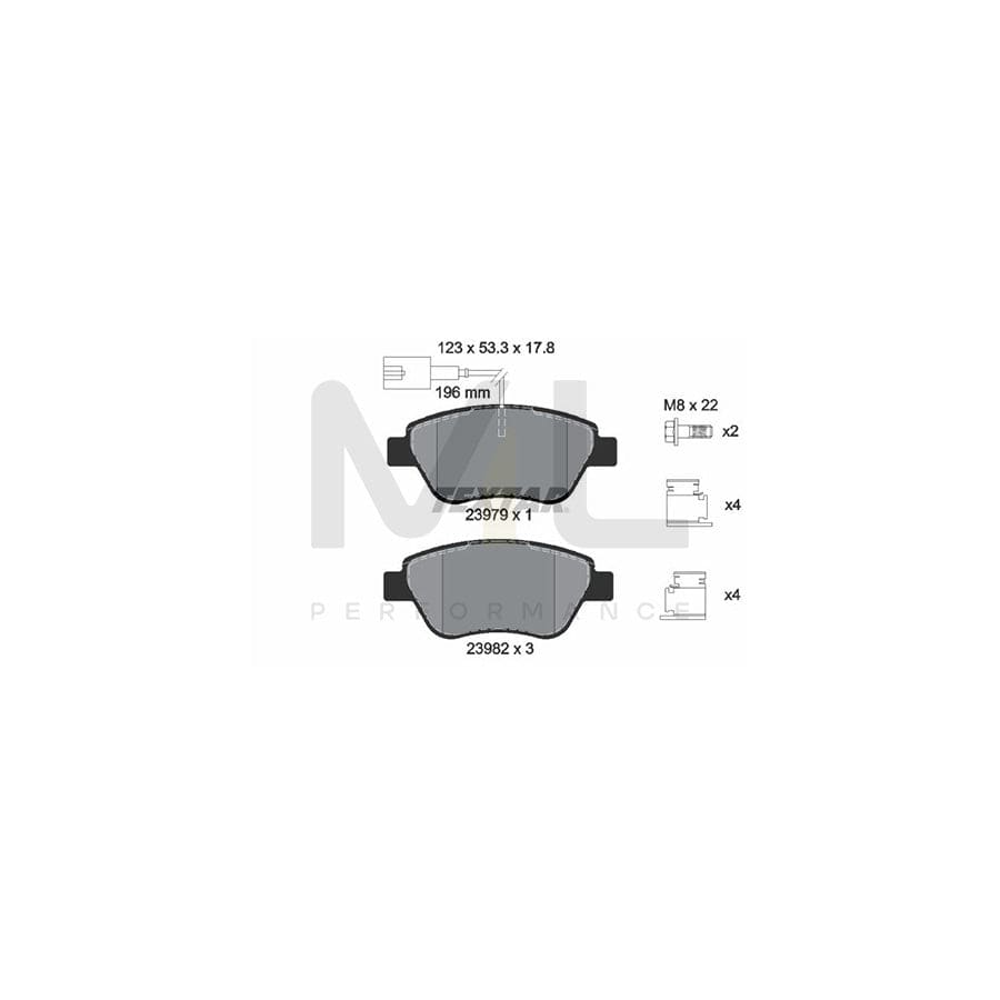TEXTAR 2397903 Brake pad set with integrated wear warning contact, with brake caliper screws, with accessories | ML Performance Car Parts