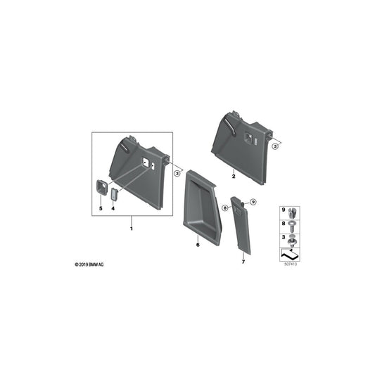 Genuine BMW 51476998054 G01 Right Trunk Trim PHEV SCHWARZ (Inc. X3 30eX) | ML Performance US