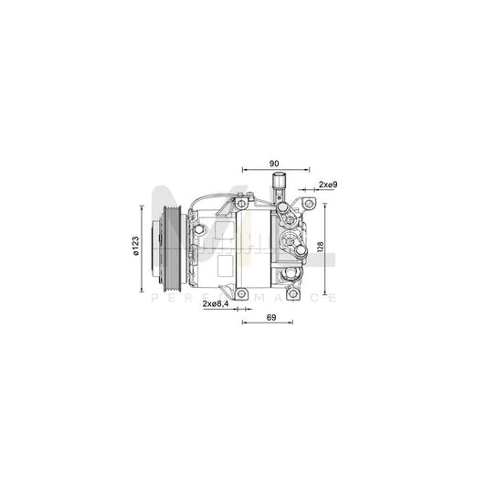 MAHLE ORIGINAL ACP 1459 000P Compressor, air conditioning for HYUNDAI i20 I Hatchback (PB) PAG 46 YF, Refrigerant: R 1234yf, R 134a | ML Performance Car Parts