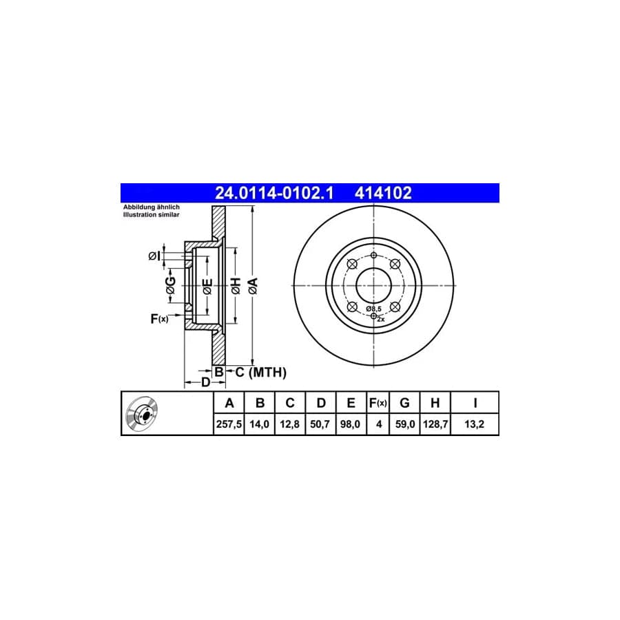 ATE 24.0114-0102.1 Brake Disc