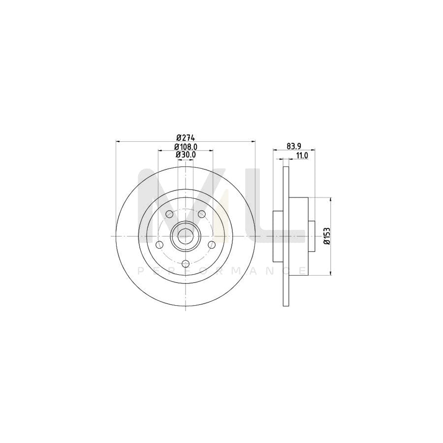 HELLA PRO 8DD 355 112-361 Brake Disc Solid, Coated, with integrated magnetic sensor ring, with wheel bearing, without wheel studs