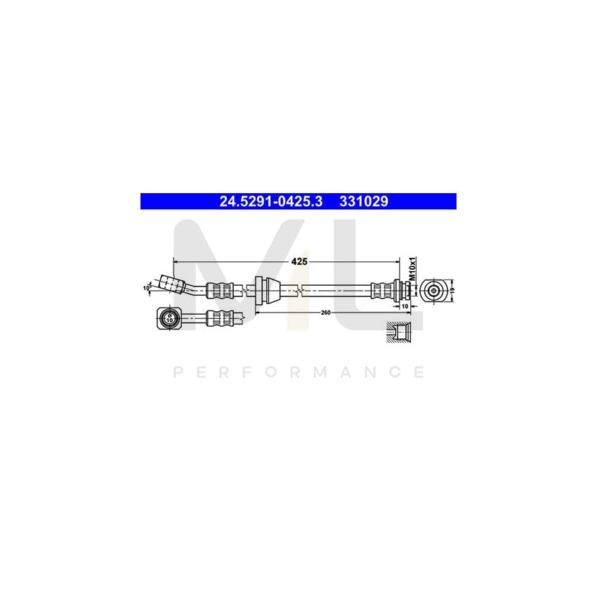 ATE 24.5291-0425.3 Brake Hose 425mm, M10x1