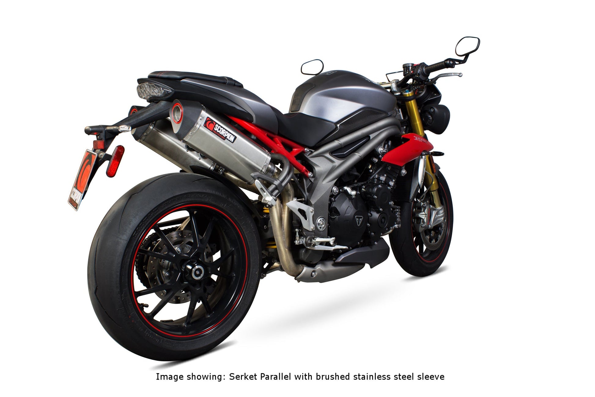 Scorpion RTR84BCER Triumph Speed Triple 1050 R Serket Parallel Slip-On (Pair) - Black Ceramic Coated Sleeve | ML Performance US US