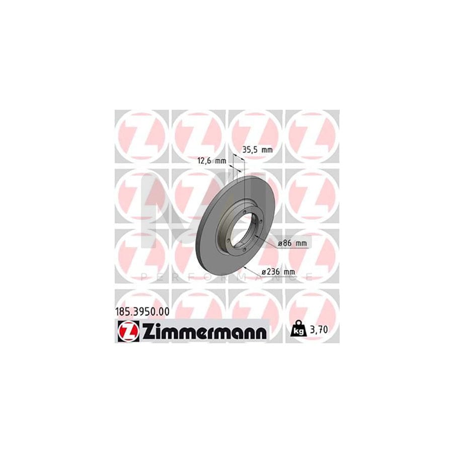 ZIMMERMANN 185.3950.00 Brake Disc Solid  - 1 piece