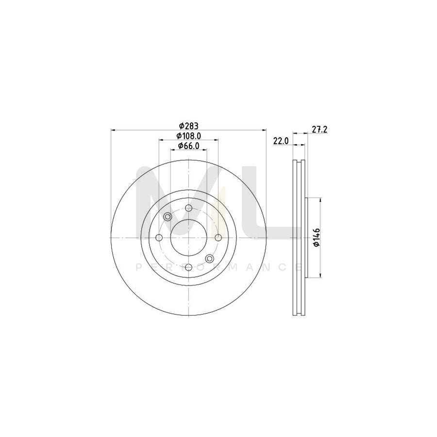 HELLA 8DD 355 103-001 Brake Disc Externally Vented, without wheel hub, without wheel studs