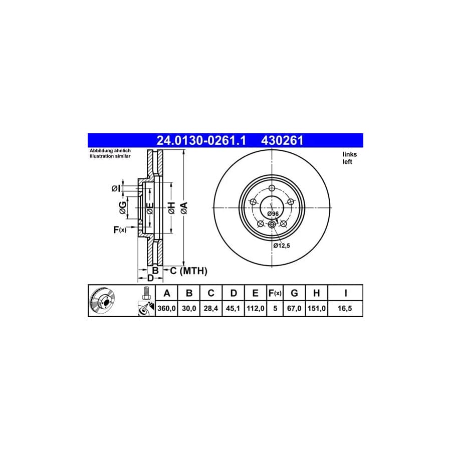 ATE 24.0130-0261.1 Brake Disc
