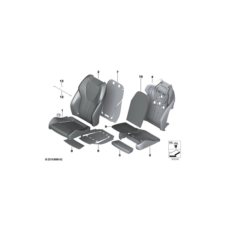 Genuine BMW 52107443464 G06 G05 G07 Foam Pad Sport Backrest Right RSE (Inc. X6 30iX, X5 M50dX & X5 45eX) | ML Performance US Car Parts