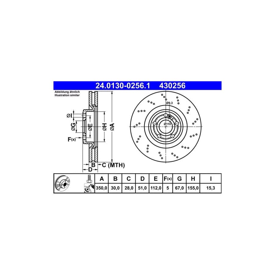 ATE 24.0130-0256.1 Brake Disc