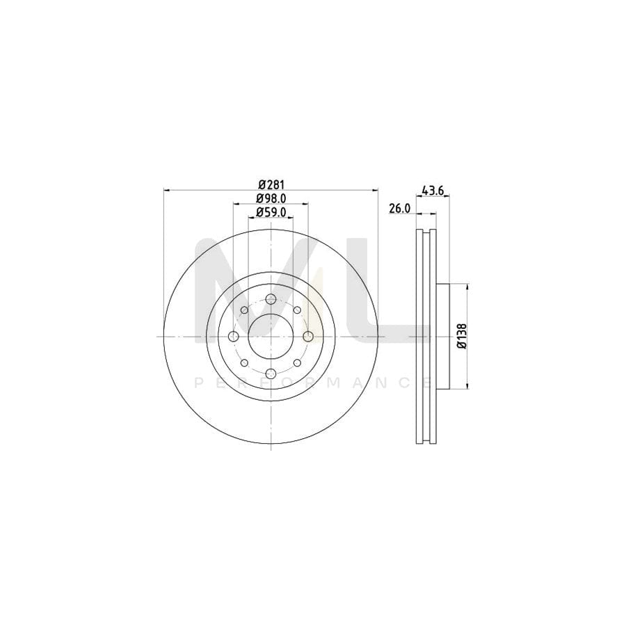 HELLA PRO 8DD 355 107-831 Brake Disc Internally Vented, Coated, without wheel hub, without wheel studs