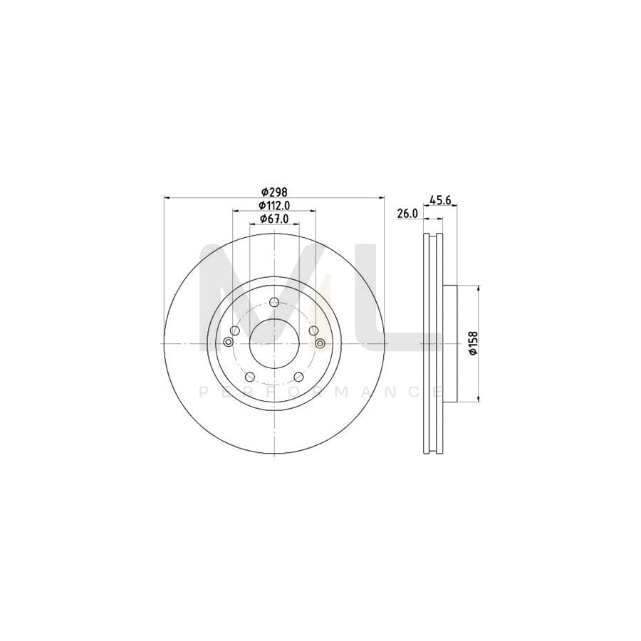 HELLA 8DD 355 133-331 Brake Disc Internally Vented, Coated, without wheel hub, without wheel studs