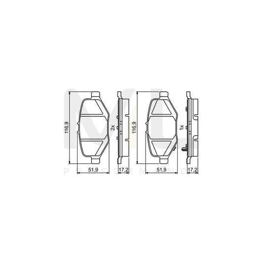 Bosch 0986495397 Brake Pad Set For Ford Usa Explorer Mk5 (U502) With Acoustic Wear Warning, With Anti-Squeak Plate BP1770 | ML Performance Car Parts