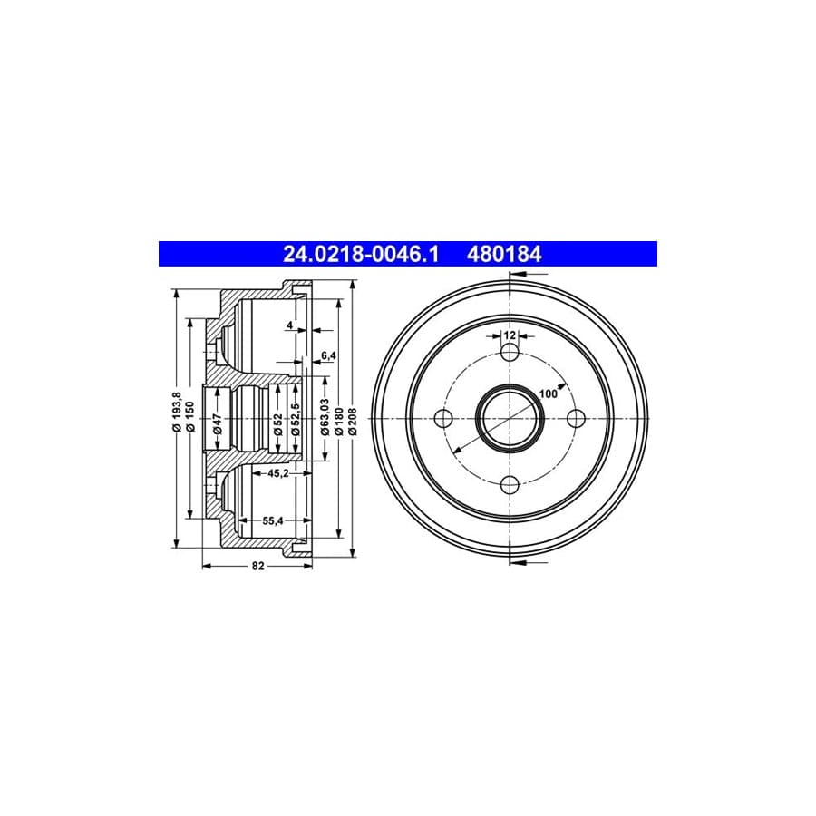 ATE 24.0218-0046.1 Brake Drum for Suzuki Wagon R