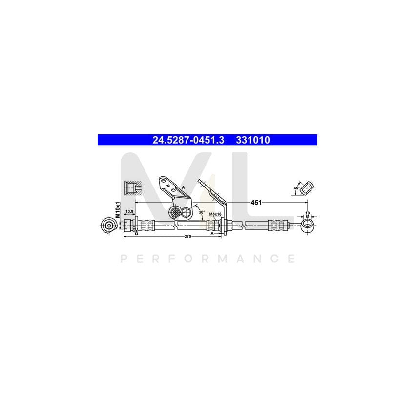 ATE 24.5287-0451.3 Brake Hose for HONDA ACCORD 451mm, M10x1