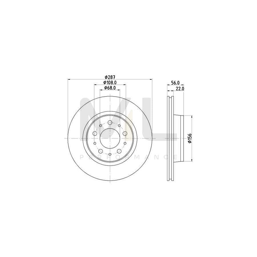 HELLA 8DD 355 102-251 Brake Disc Externally Vented, without wheel hub, without wheel studs