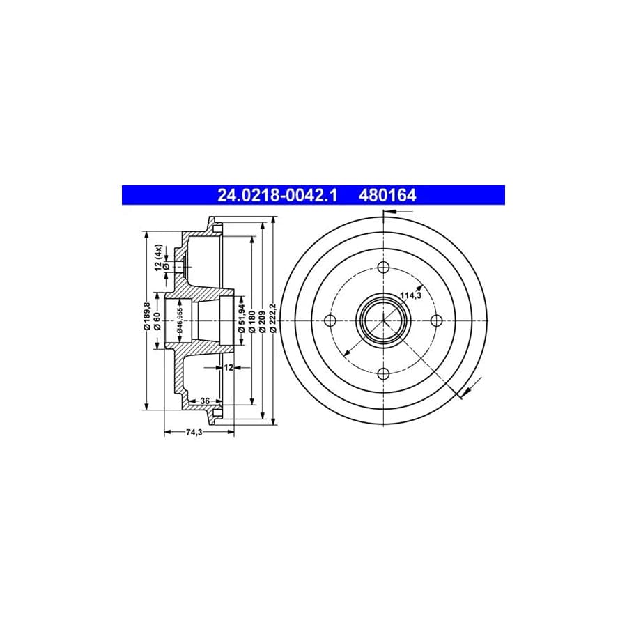 ATE 24.0218-0042.1 Brake Drum for Suzuki Swift II Hatchback (Ea, Ma)