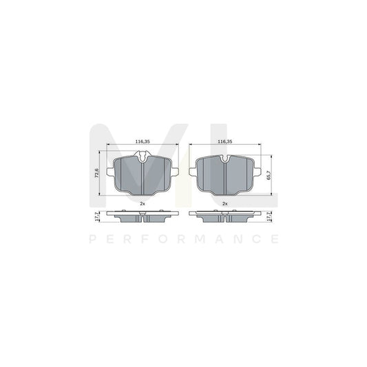 Bosch 0986424922 Brake Pad Set With Anti-Squeak Plate, With Mounting Manual BP2540 | ML Performance Car Parts