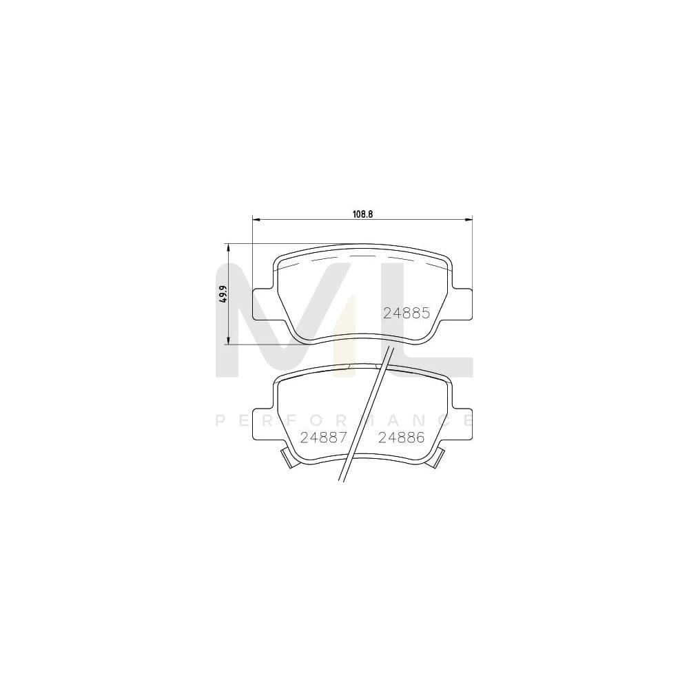 Hella 8DB 355 014-641 Brake Pad Set For Toyota Avensis With Acoustic Wear Warning, With Accessories