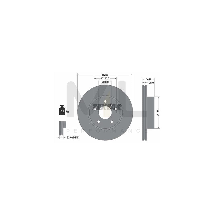 TEXTAR 92093600 Brake Disc for LAND ROVER Range Rover II (P38A) Externally Vented, without wheel hub, without wheel studs | ML Performance Car Parts