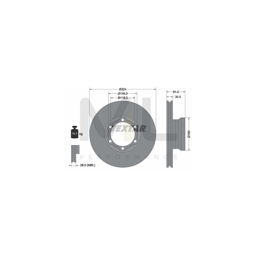 TEXTAR 93087600 Brake Disc Internally Vented, without wheel hub, without wheel studs | ML Performance Car Parts