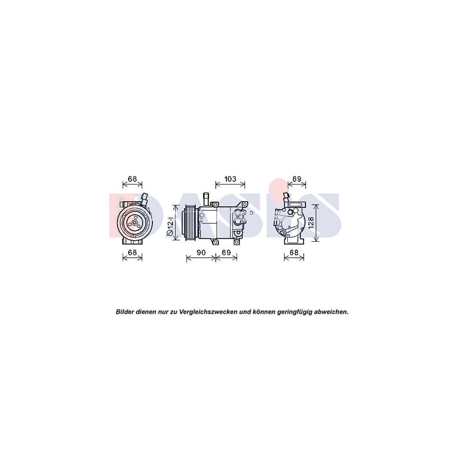 AKS Dasis 852856N Compressor, Air Conditioning for Hyundai Elantra V Saloon (MD)