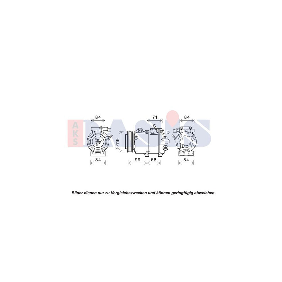 AKS Dasis 852855N Compressor, Air Conditioning for Hyundai Ix55 (En)