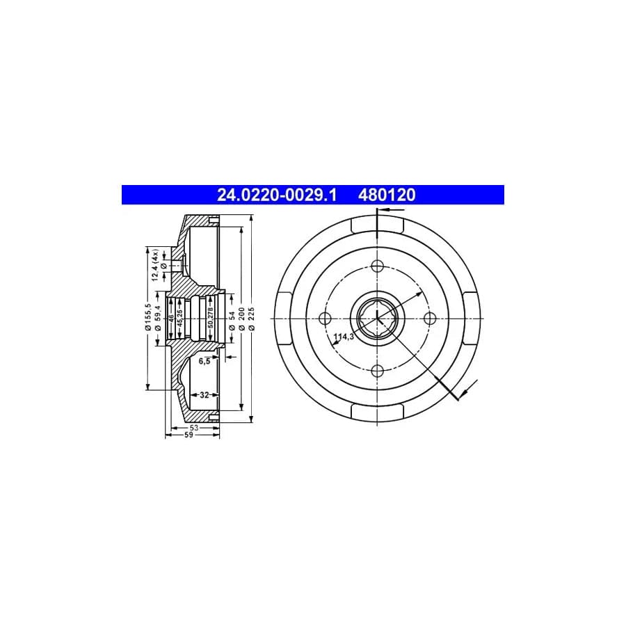 ATE 24.0220-0029.1 Brake Drum for Mazda 323