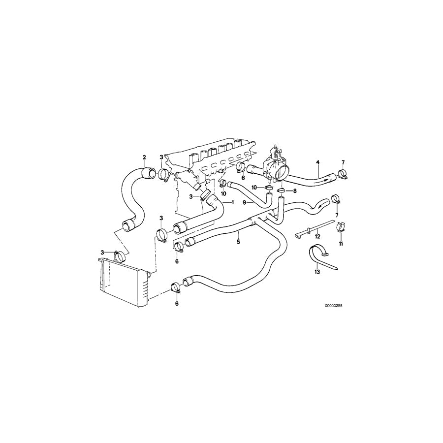 Genuine BMW 11531722851 E34 Water Hose (Inc. 520i, 525i & 525ix) | ML Performance US Car Parts